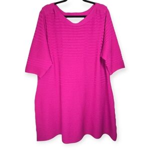 Lane Bryant Pink Ribbed V-Neck Sweater Dress Stretch Curvy Plus Size 26/28